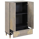 Highboard Grey and Gold 60 x 33 x 100 cm Solid Mango Wood 4018802