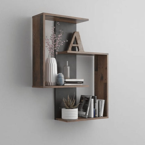 ZNTS FMD Wall-mounted Reversed Shelf Reverse Old Style Dark Matera 429428