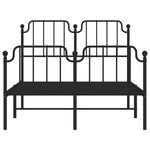 ZNTS Metal Bed Frame with Headboard and Footboard Black 120x190 cm Small Double 373902