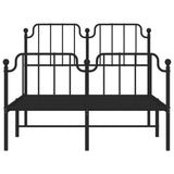 ZNTS Metal Bed Frame with Headboard and Footboard Black 120x190 cm Small Double 373902