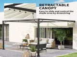 3 x 3 m Pergola, with Sliding Canopy - Cream White T3398P318781