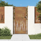 Garden Gate 100x200 cm Corten Steel Grass Design 153177