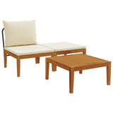 3 pcs Garden Lounge Set with Cushions Solid Acacia Wood & Rope 42022078