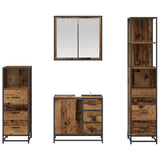 Bathroom Furniture Set with Door 4 pcs Old Wood Engineered Wood 3402329