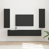 TV Cabinet Set Wall-mounted 3 pcs Black Engineered Wood 3408980