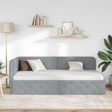 Corner Bed Frame with Headboard Light Grey 90 x 190 cm Fabric 42016487