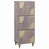 Highboard Grey and Gold 40 x 33 x 110 cm Solid Mango Wood 4018801