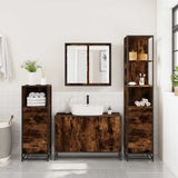4 Piece Bathroom Furniture Set Smoked Oak Engineered Wood 3301252