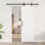 Sliding Door White and Black 73.5 x 211 cm Solid Pine Wood 3333497