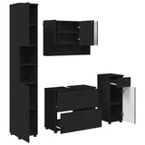 Bathroom Furniture Set 4 pcs Black Engineered Wood and Metal 3393054