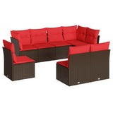 8 Piece Garden Sofa Set with Cushions Brown Poly Rattan 3217764