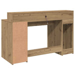 Desk with LED Lights Artisian Oak 140x55x91 cm Engineered Wood 3309428