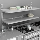 2-Tier Floating Wall Shelf Stainless Steel 150x30 cm 51049