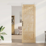 Sliding Door Natural and White 83 x 232 cm Solid Pine Wood 3445418