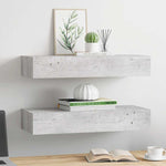 Wall Drawer Shelves 2 pcs Concrete Grey 60x23.5x10cm MDF 330266