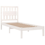 Bed Frame without Mattress White Solid Wood Single 3103899
