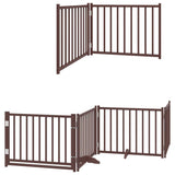 Dog Gate with Door Foldable 6 Panels Brown 480 cm Poplar Wood 3155745