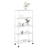5-Tier Storage Shelf with Wheels 75x35x155 cm Chrome 250 kg 324629