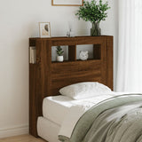 LED Headboard Brown Oak 100x18.5x103.5 cm Engineered Wood 837336