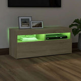 TV Cabinet with LED Lights Sonoma Oak 90x35x40 cm 804385