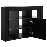 Corner LED TV Cabinet 100x40x68cm Black Engineered Wood 889786