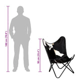 Butterfly Chair Black and White Real Cowhide Leather 243729