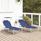 Sun Lounger Folding 2 pcs Blue 58 x 188 x 77cm Polyester 42003059