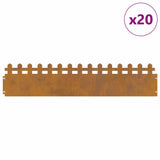 Lawn Edgings 20 pcs Rusty 103 x 0.05 x 22 cm Weathering Steel 874805