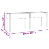 Planter with Liner Grey 203x53x76 cm Solid Wood Fir 364241