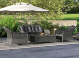 Four-Piece Rattan Sofa Set, with Glass-Top Table - Light Grey T3398P318592