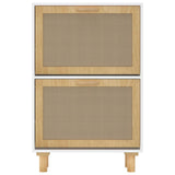 Shoe Cabinet White 52x25x80 cm Engineered Wood&Natural Rattan 345645