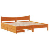 Bed Frame with Drawers Wax Brown 200x200 cm Solid Wood Pine 3301895