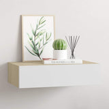 Wall-mounted Drawer Shelf Oak and White 40x23.5x10cm MDF 330249