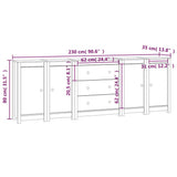 Sideboard White 230x35x80 cm Solid Wood Pine 3114075