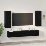 TV Cabinet Set Wall-mounted 5 pcs Black Oak Engineered Wood 3393451
