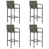 5 Piece Outdoor Bar Set with Armrest Poly Rattan Grey 3064809