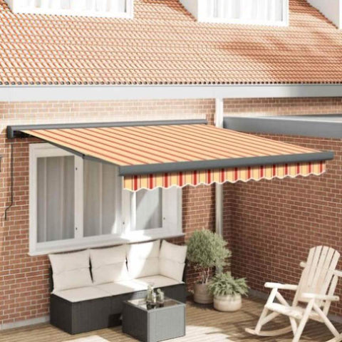 Retractable Awning Yellow and White 3x2.5 m Fabric and Aluminium 3154556