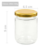 Glass Jam Jars with Gold Lid 96 pcs 230 ml 50803