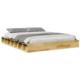 Bed Frame Oak Solid oak wood Double Rectangle Rustic Durable 3324131