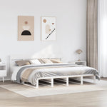 ZNTS Bed Frame without Mattress White 200x200 cm Solid Wood Pine 3302307