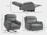 Faux Leather 70&deg Electric Riser Recliner Chair, Charcoal Grey T3398P330487