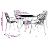 Garden Dining Set White Cast Aluminium 5 Piece Set Durable 3216351