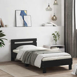 Bed Frame without Mattress with LED Lights Black 75x190 cm Small Single 838751