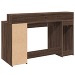 Desk with LED Lights Brown Oak 140x55x91 cm Engineered Wood 3309426