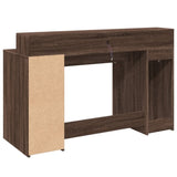 Desk with LED Lights Brown Oak 140x55x91 cm Engineered Wood 3309426