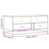 Coffee Table Smoked Oak 100x50x45 cm Engineered Wood and Metal 848786
