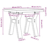 ZNTS Coffee Table Y-Frame 40x40x35.5 cm Solid Wood Pine and Steel 3282768