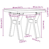 ZNTS Coffee Table Y-Frame 40x40x35.5 cm Solid Wood Pine and Steel 3282768