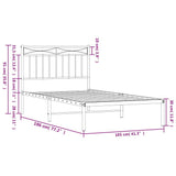 Metal Bed Frame without Mattress with Headboard White 100x190cm 373734