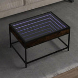 Coffee Table with Infinity LED Smoked Oak 70x50x41 cm 847684